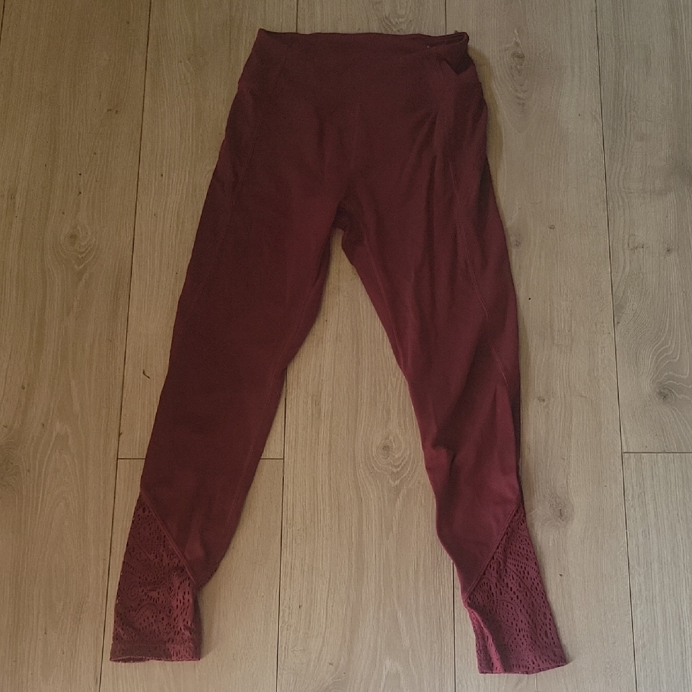PINK Victoria's Secret Burgundy Lace Leggings